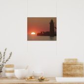 Persvuurtoren zonsondergang silhouette in het zuid poster (Keuken)
