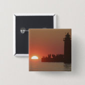 Persvuurtoren zonsondergang silhouette in het zuid vierkante button 5,1 cm (Voorkant /achterkant)