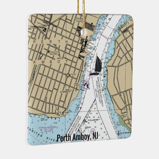 Perth Amboy NJ Chart Keramisch Ornament (Rechts)