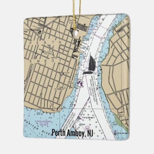 Perth Amboy NJ Chart Keramisch Ornament (Links)