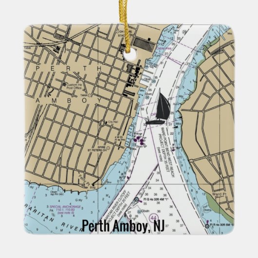 Perth Amboy NJ Chart Keramisch Ornament (Voorkant)