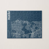 Perth Australia Minimalist City Map Line Art Blue Legpuzzel (Horizontaal)