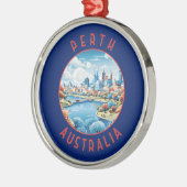 Perth Australia Retro Distress Circle Metalen Ornament (Links)