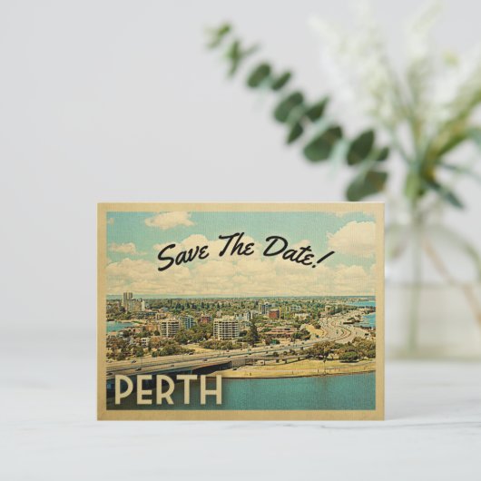 Perth Australia Save the Date Briefkaarten (Staand voorkant)