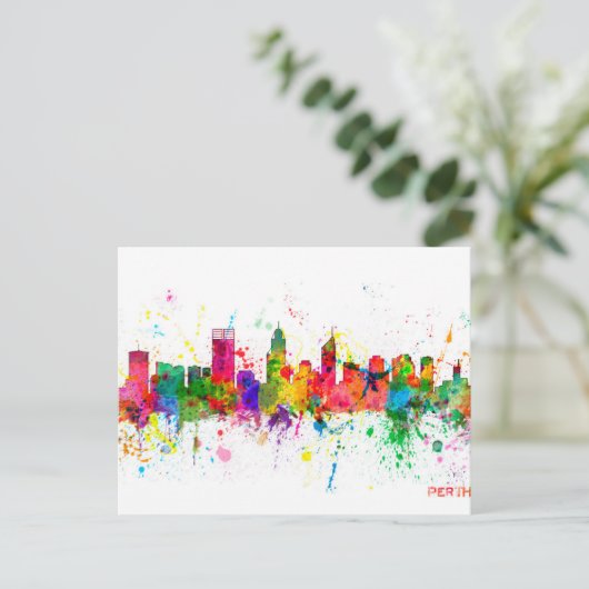 Perth Australia Skyline Briefkaart (Staand voorkant)