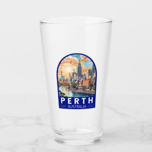 Perth Australia Travel Art Vintage Glas