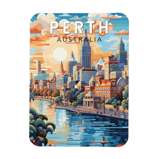 Perth Australia Travel Art Vintage Magneet (Verticaal)