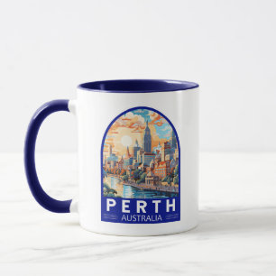 Perth Australia Travel Art Vintage Mok