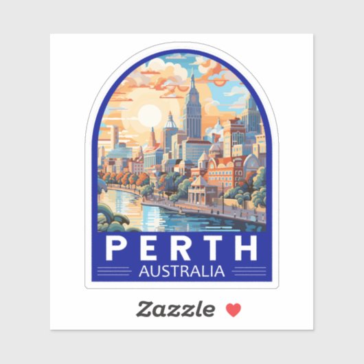 Perth Australia Travel Art Vintage Sticker (Vel)