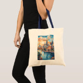 Perth Australia Travel Art Vintage Tote Bag (Voorkant (product))