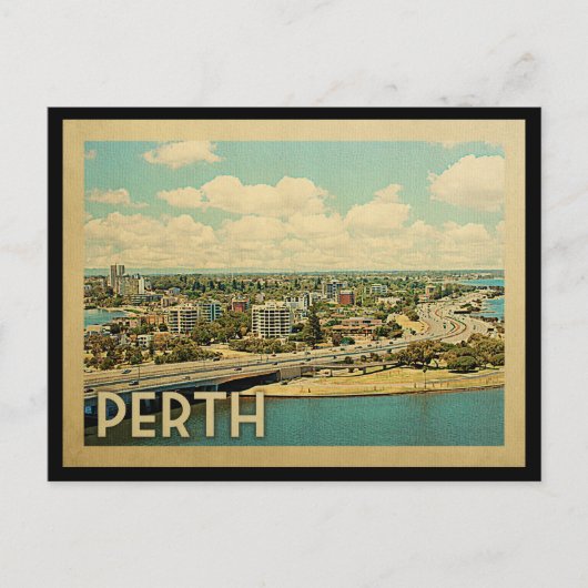 Perth Australia Vintage Travel Briefkaart (Voorkant)