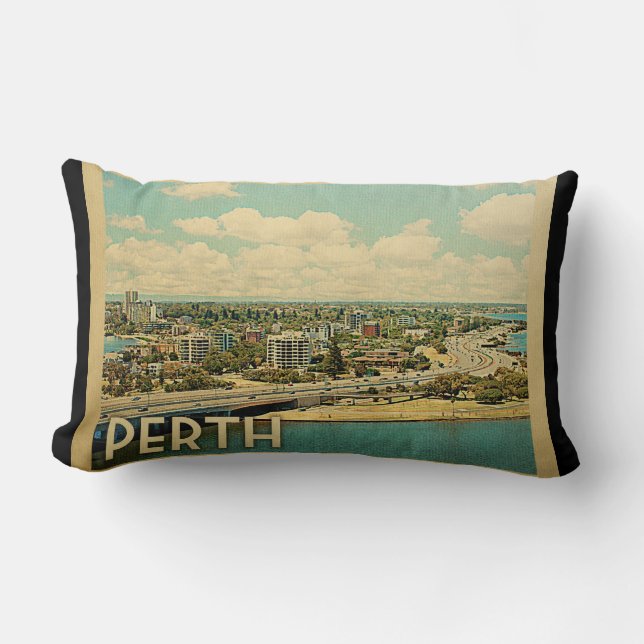 Perth Australia Vintage Travel Kussen (Voorkant)