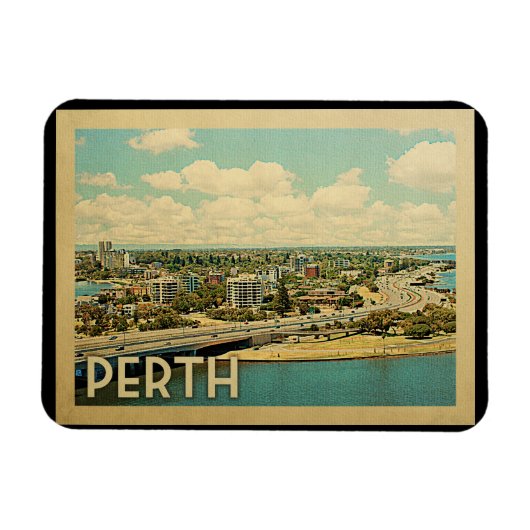 Perth Australia Vintage Travel Magneet (Horizontaal)