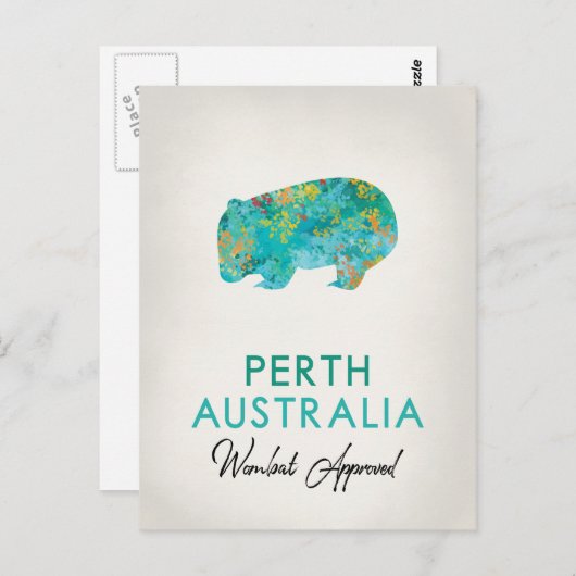 Perth Australia Wombat Briefkaart (Voorkant / Achterkant)