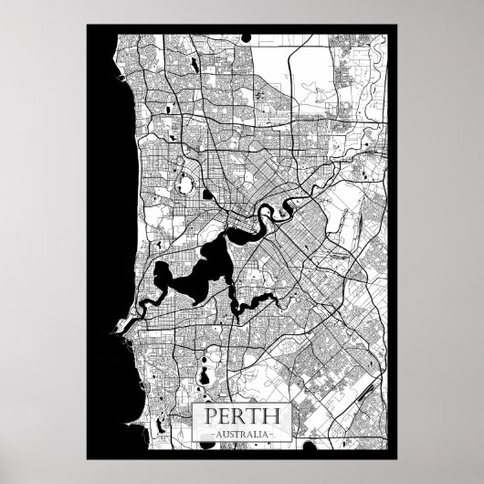 Perth Australië Kaart Poster (Voorkant)