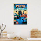 Perth Australië Retro Reisposter Kunst Poster (Keuken)