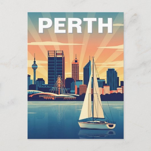 Perth Australië Skyline Reizen Briefkaart (Voorkant)