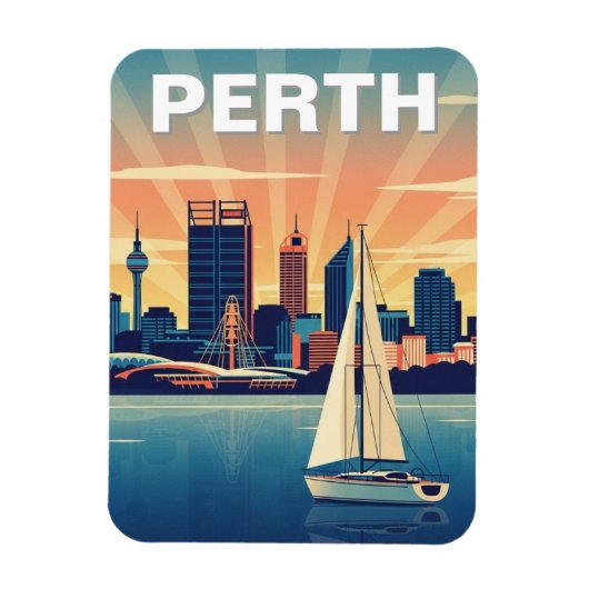 Perth Australië Skyline Reizen Magneet (Verticaal)