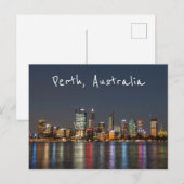 Perth, Australië, Skyline 's nachts Briefkaart (Voorkant / Achterkant)