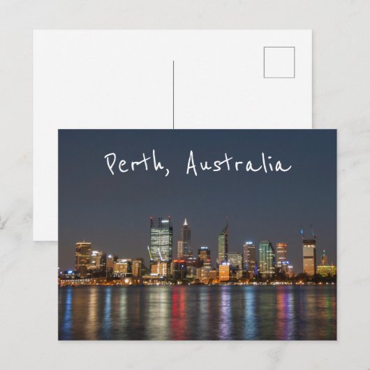 Perth, Australië, Skyline 's nachts Briefkaart (Voorkant / Achterkant)