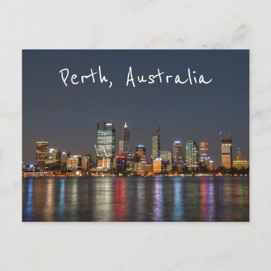 Perth, Australië, Skyline 's nachts Briefkaart (Voorkant)