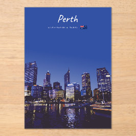 Perth, Australië - Stadsgezicht bij Nacht Acryl Uitnodigingen
