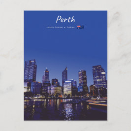 Perth, Australië - Stadsgezicht bij Nacht Briefkaart