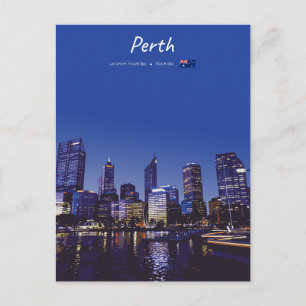 Perth, Australië - Stadsgezicht bij Nacht Briefkaart