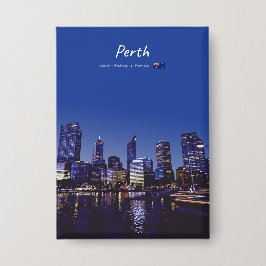 Perth, Australië - Stadsgezicht bij Nacht Button