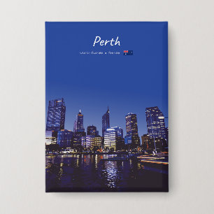 Perth, Australië - Stadsgezicht bij Nacht Button
