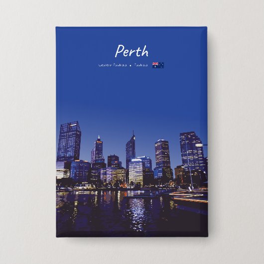 Perth, Australië - Stadsgezicht bij Nacht Button (Voorkant)