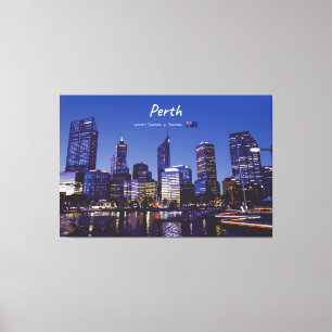 Perth, Australië - Stadsgezicht bij Nacht Canvas Afdruk