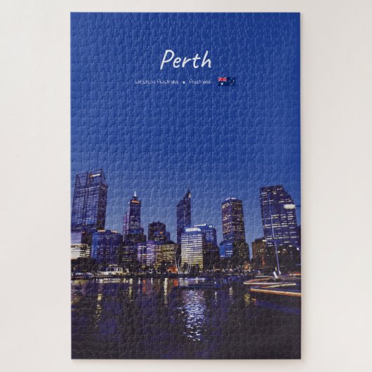 Perth, Australië - Stadsgezicht bij Nacht Legpuzzel (Verticaal)