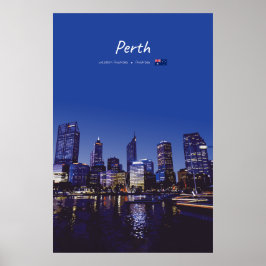 Perth, Australië - Stadsgezicht bij Nacht Poster