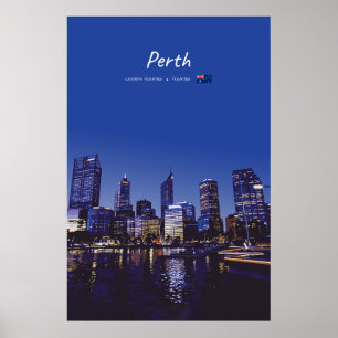 Perth, Australië - Stadsgezicht bij Nacht Poster
