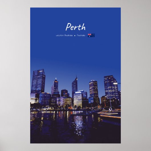 Perth, Australië - Stadsgezicht bij Nacht Poster (Voorkant)