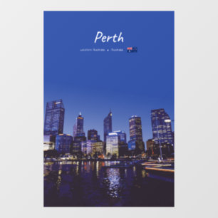 Perth, Australië - Stadsgezicht bij Nacht Raamsticker