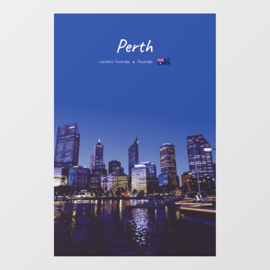 Perth, Australië - Stadsgezicht bij Nacht Raamsticker (Vel)
