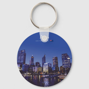 Perth, Australië - Stadsgezicht bij Nacht Sleutelhanger