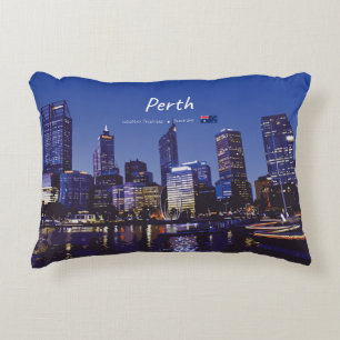 Perth, Australië - Stadsprofiel 's Nachts Accent Kussen