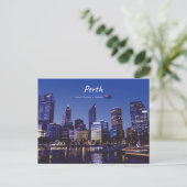 Perth, Australië - Stadsprofiel 's Nachts Briefkaart (Staand voorkant)