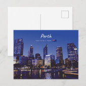 Perth, Australië - Stadsprofiel 's Nachts Briefkaart (Voorkant / Achterkant)
