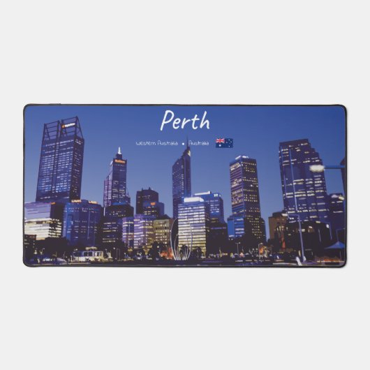 Perth, Australië - Stadsprofiel 's Nachts Bureaumat (Voorkant)