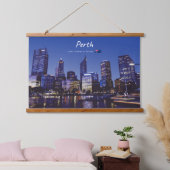 Perth, Australië - Stadsprofiel 's Nachts Hangend Wandkleed (Slaapkamer)