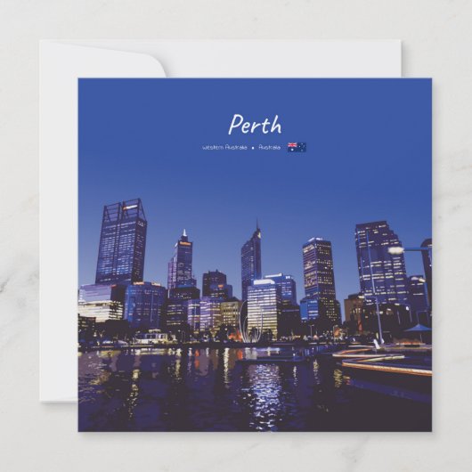 Perth, Australië - Stadsprofiel 's Nachts Kaart (Voorkant)