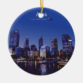 Perth, Australië - Stadsprofiel 's Nachts Keramisch Ornament