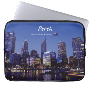 Perth, Australië - Stadsprofiel 's Nachts Laptop Sleeve