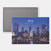 Perth, Australië - Stadsprofiel 's Nachts Magneet (Voorkant / Achterkant)