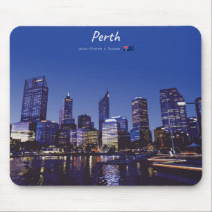 Perth, Australië - Stadsprofiel 's Nachts Muismat