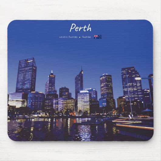 Perth, Australië - Stadsprofiel 's Nachts Muismat (Voorkant)